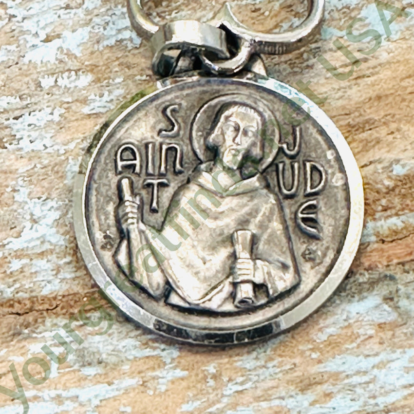 Catholic Devotional St. Jude Double Pendant Sterling Silver Vintage Devotional Pendant