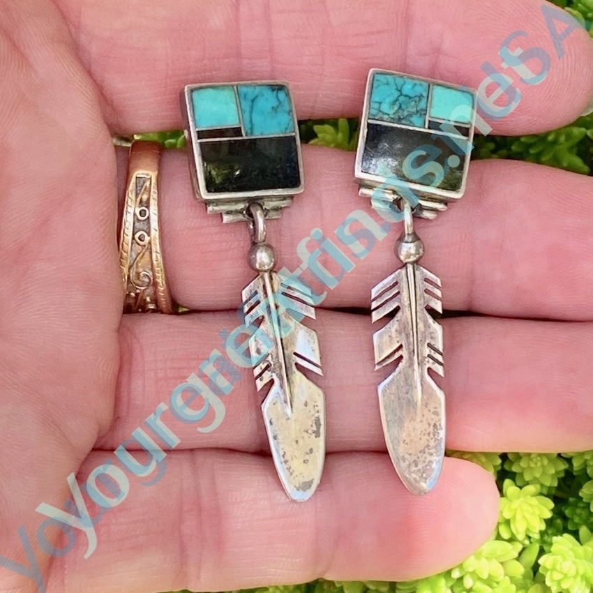 Channel Inlay Feather Earrings by Knifewing Segura Ray Tracey Yourgreatfinds