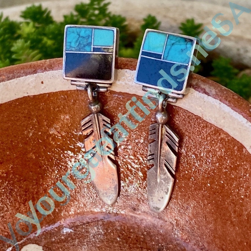 Channel Inlay Feather Earrings by Knifewing Segura Ray Tracey Yourgreatfinds