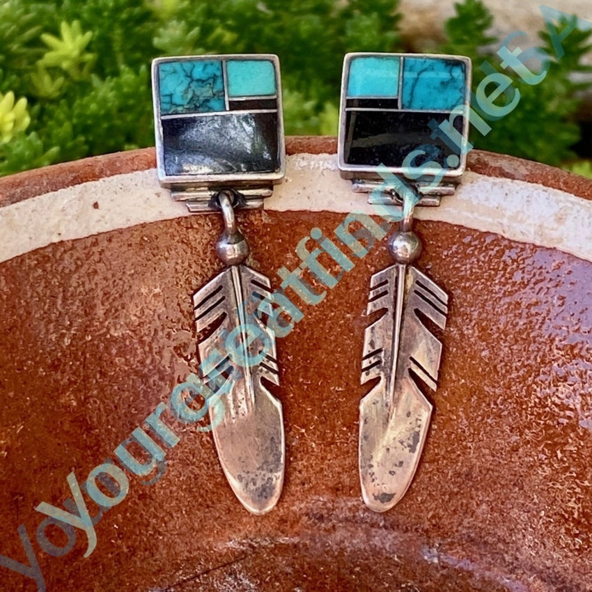 Channel Inlay Feather Earrings by Knifewing Segura Ray Tracey Yourgreatfinds