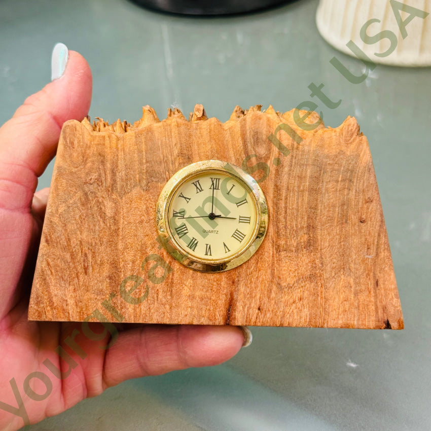 Charles Elkin Handmade Burl Wood Quartz Clock