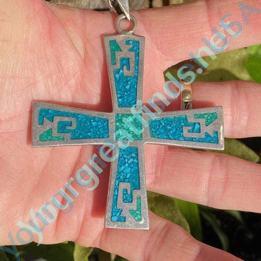 Chip Mosaic Maltese Cross Pendant in Sterling Silver Mexico Yourgreatfinds
