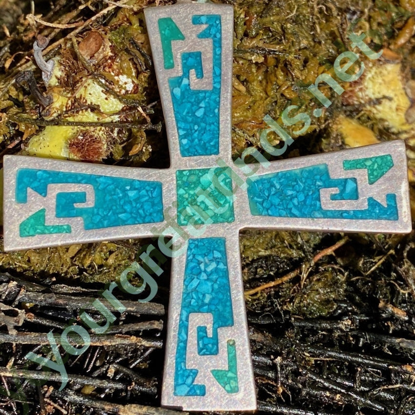 Chip Mosaic Maltese Cross Pendant in Sterling Silver Mexico Yourgreatfinds