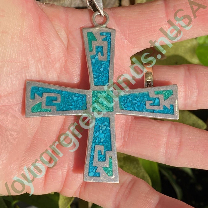 Chip Mosaic Maltese Cross Pendant in Sterling Silver Mexico Yourgreatfinds