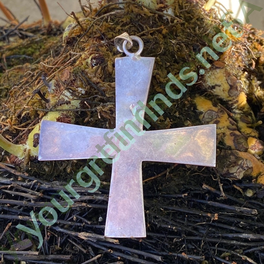 Chip Mosaic Maltese Cross Pendant in Sterling Silver Mexico Yourgreatfinds