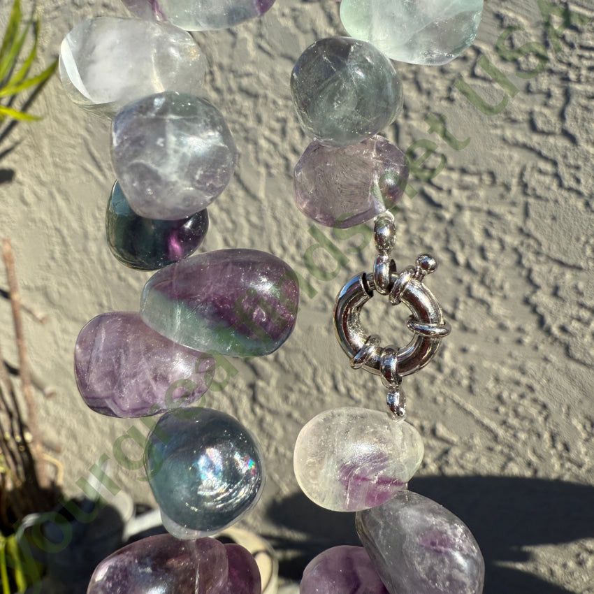 Chunky Fluorite Beaded Necklace Necklace
