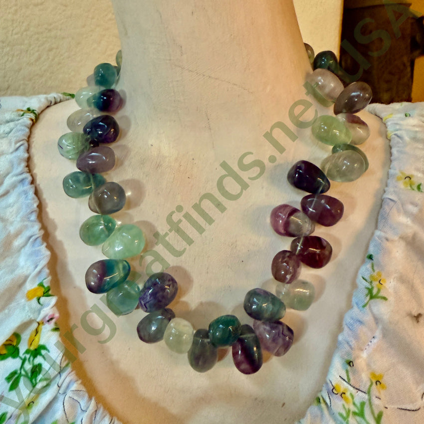 Chunky Fluorite Beaded Necklace Necklace