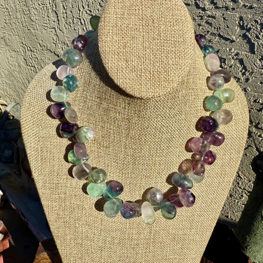 Chunky Fluorite Beaded Necklace Necklace