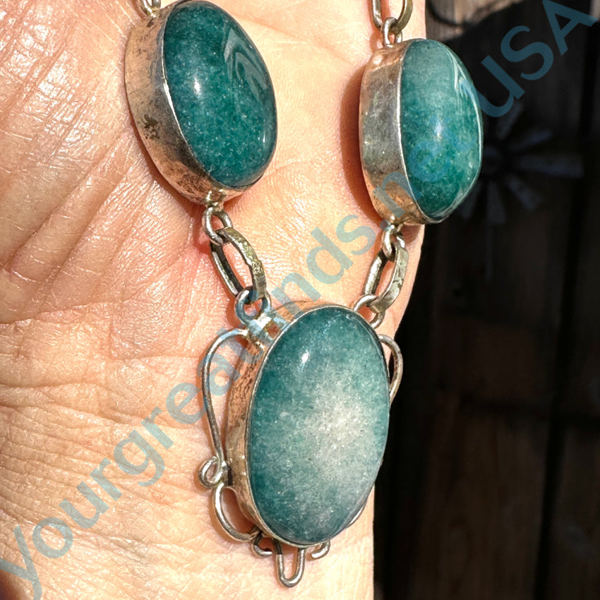 Chunky Sterling Silver Apatite Stone Necklace Necklace