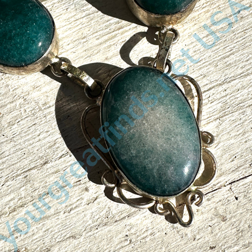 Chunky Sterling Silver Apatite Stone Necklace Necklace