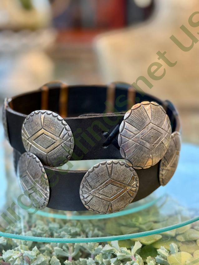 Concho Belt Sterling Silver Navajo Nelson Burbank belt