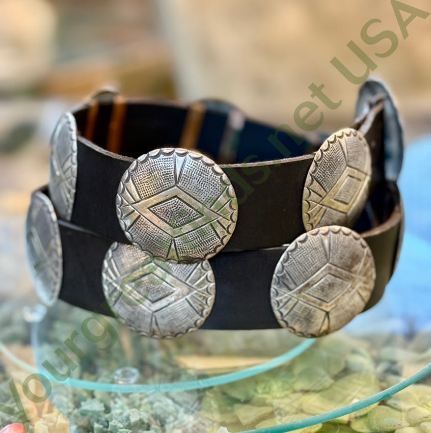Concho Belt Sterling Silver Navajo Nelson Burbank belt