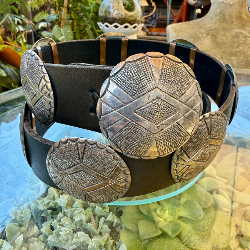 Concho Belt Sterling Silver Navajo Nelson Burbank belt