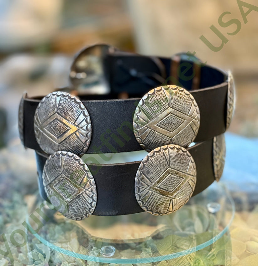 Concho Belt Sterling Silver Navajo Nelson Burbank belt