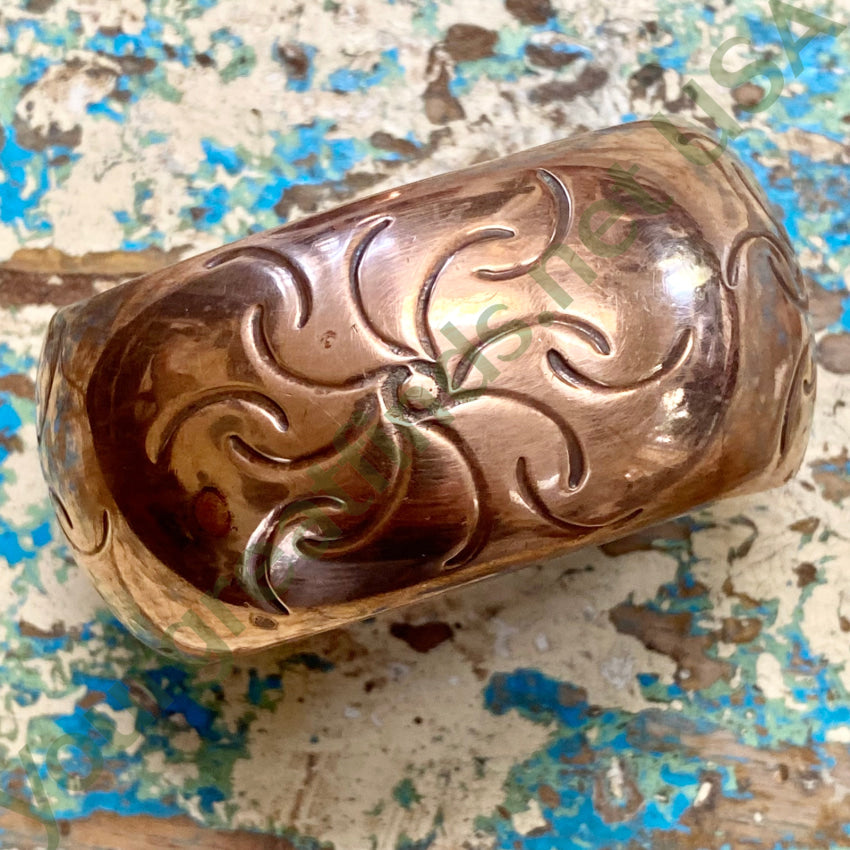 Copper Stamp Decorated Cuff Bracelet Mexico