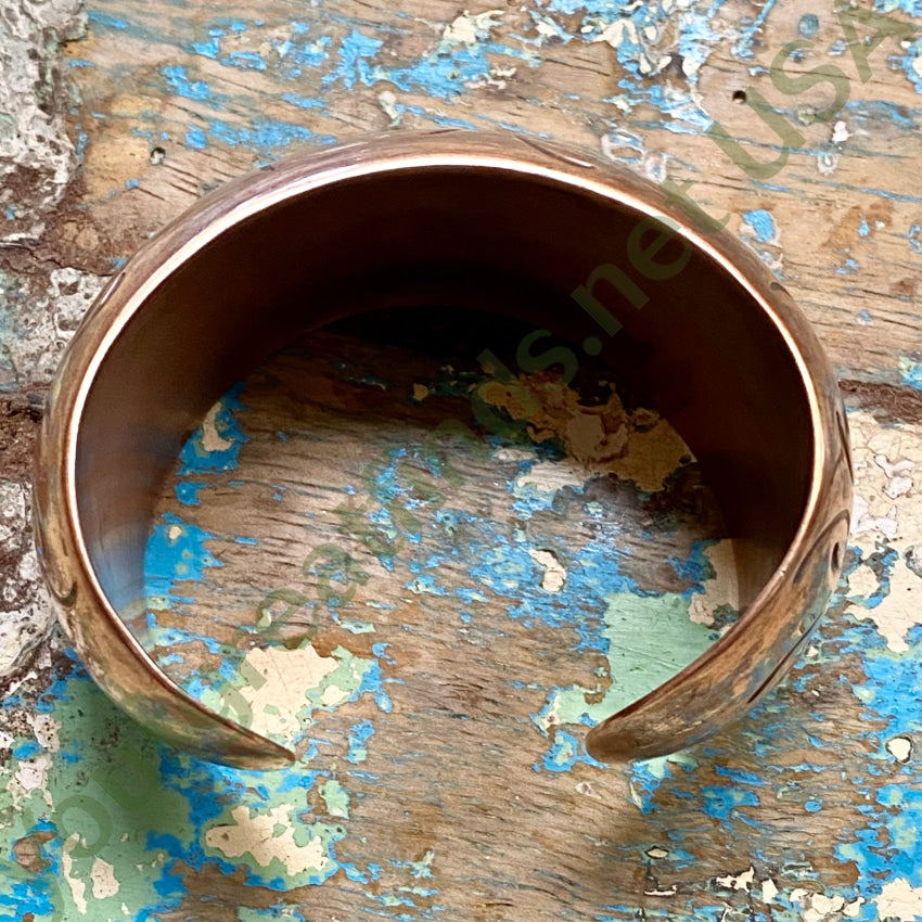 Copper Stamp Decorated Cuff Bracelet Mexico