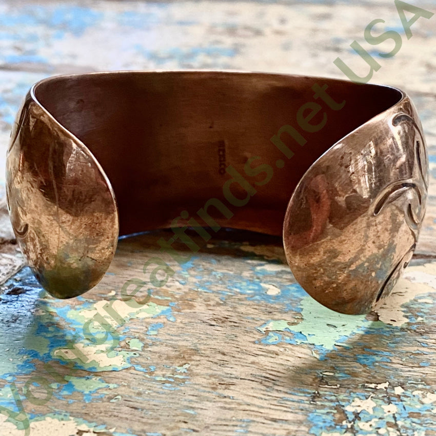 Copper Stamp Decorated Cuff Bracelet Mexico