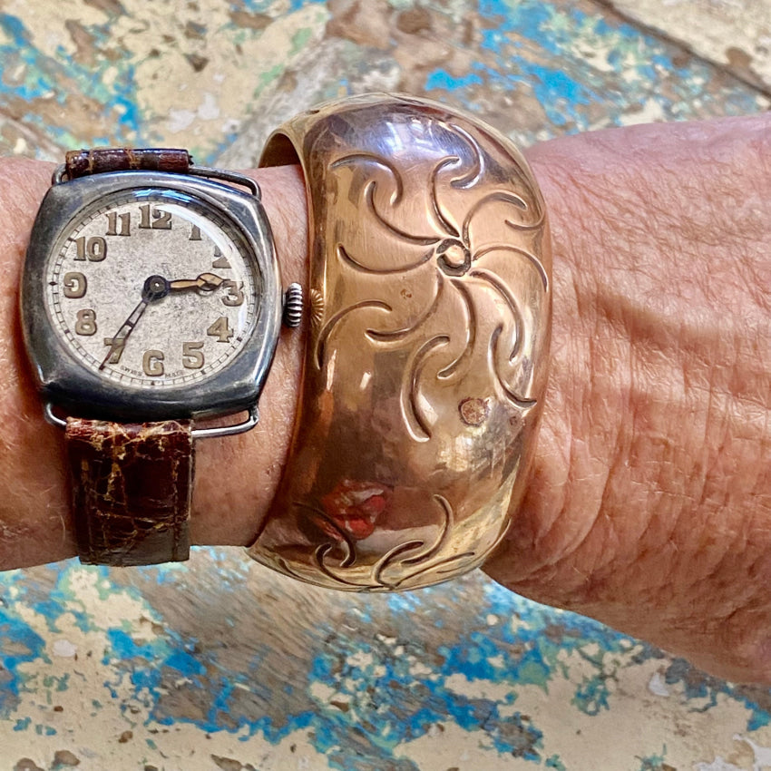 Copper Stamp Decorated Cuff Bracelet Mexico