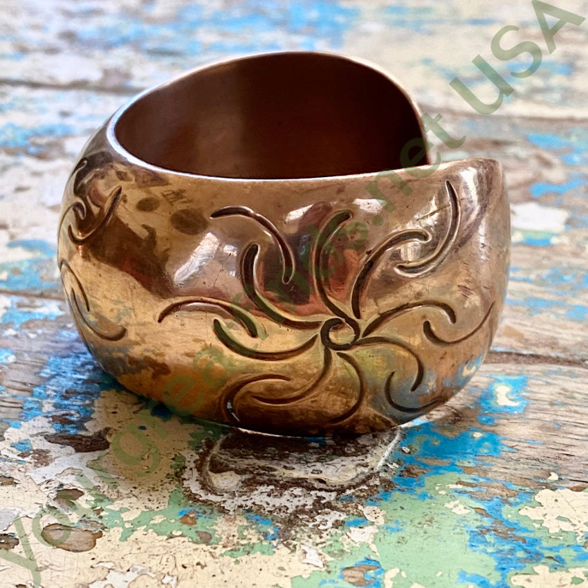 Copper Stamp Decorated Cuff Bracelet Mexico