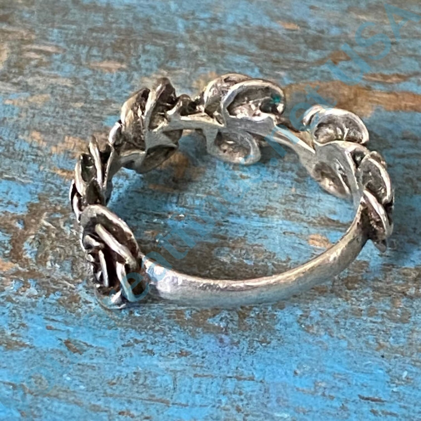 Crown Of Roses Sterling Silver Band Ring 7 3/4