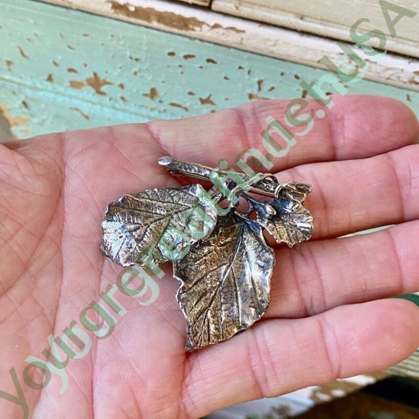 Dancraft Sterling Silver Leaf Design Brooch 1960 Yourgreatfinds
