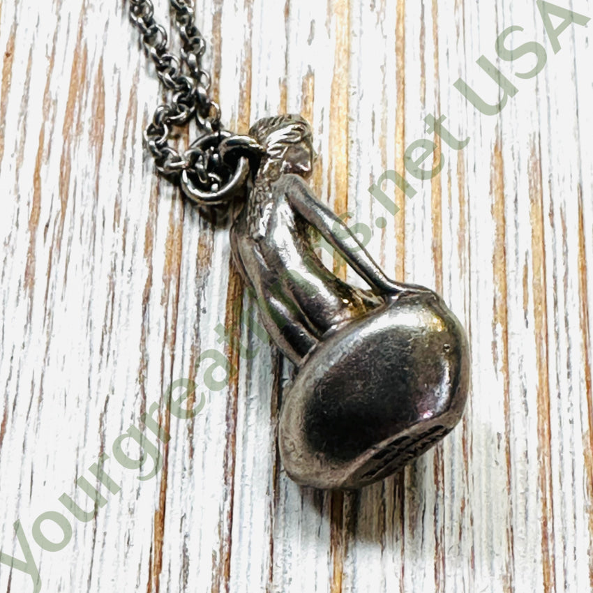 Danish Bernhard Hertz Sterling Silver Lady Of Harbor Mermaid Pendant & Chain Necklace