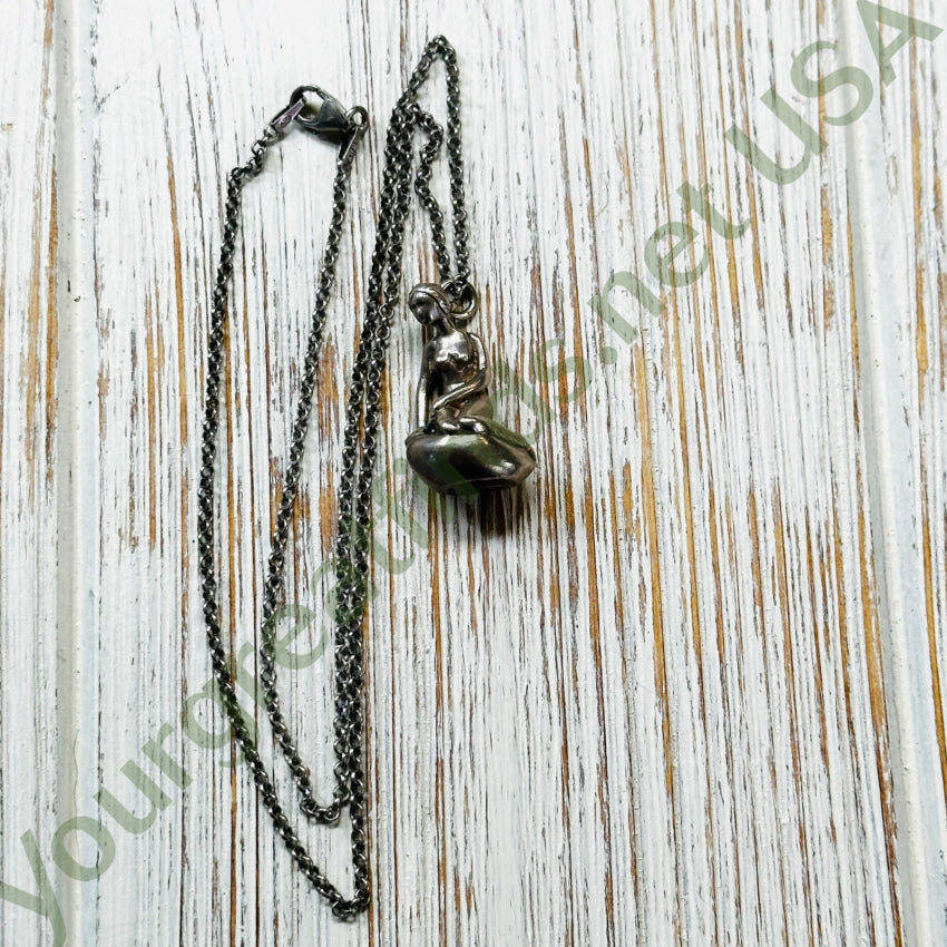 Danish Bernhard Hertz Sterling Silver Lady Of Harbor Mermaid Pendant & Chain Necklace