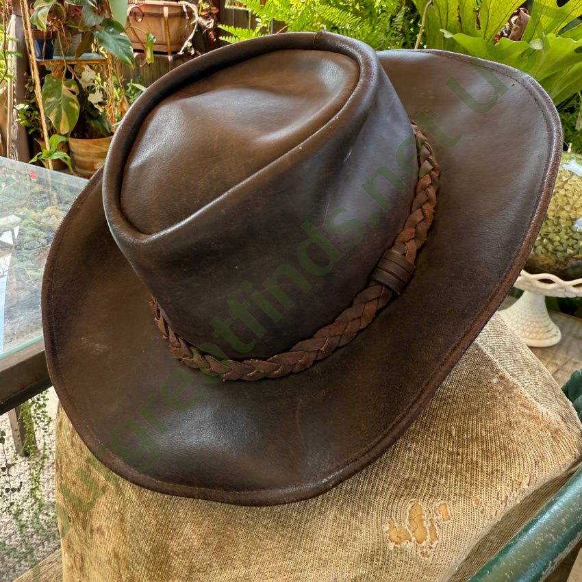 Dark Brown Coyote Leather Walker Hat by Henschel Hats L hat