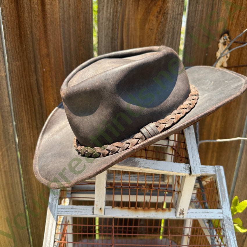 Dark Brown Coyote Leather Walker Hat by Henschel Hats L hat