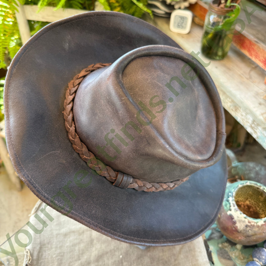 Dark Brown Coyote Leather Walker Hat by Henschel Hats L hat