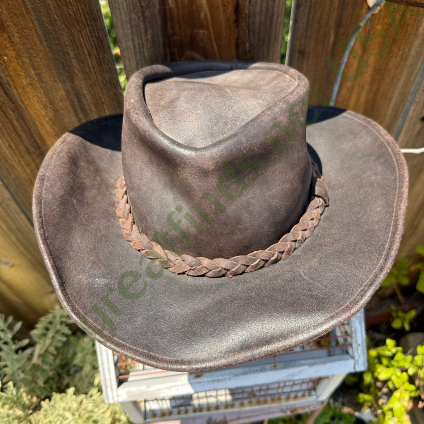 Dark Brown Coyote Leather Walker Hat by Henschel Hats L hat