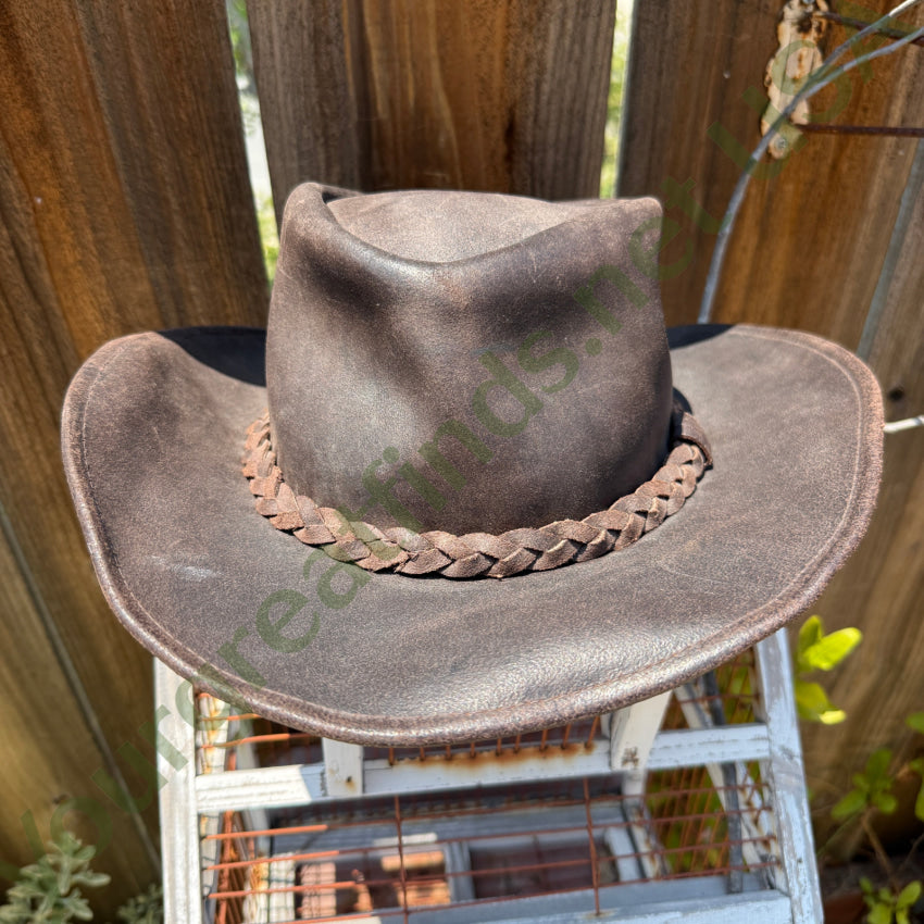 Dark Brown Coyote Leather Walker Hat by Henschel Hats L hat