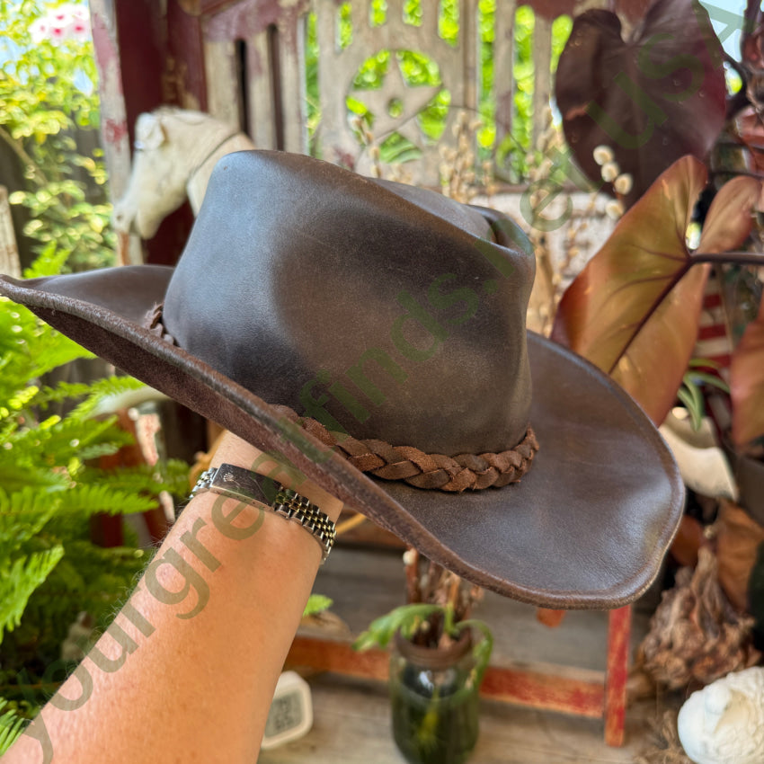 Dark Brown Coyote Leather Walker Hat by Henschel Hats L hat