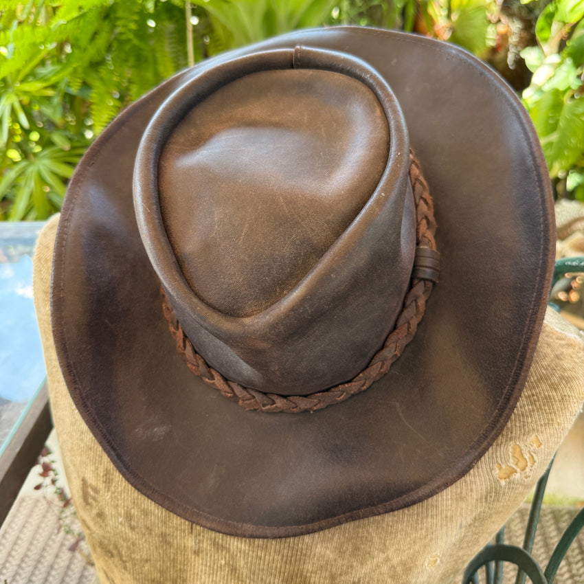 Dark Brown Coyote Leather Walker Hat by Henschel Hats L hat