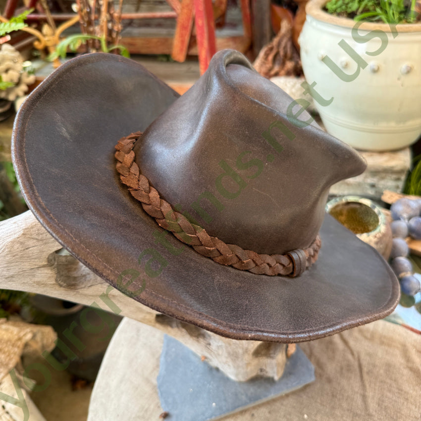 Dark Brown Coyote Leather Walker Hat by Henschel Hats L hat