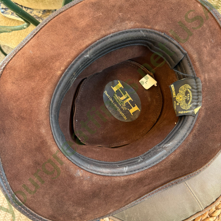 Dark Brown Coyote Leather Walker Hat by Henschel Hats L hat