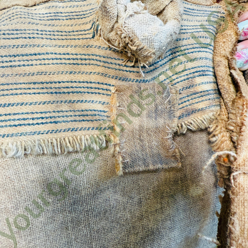 Decorative Grungy Canvas & Ticking Covered Cowboy Canteen