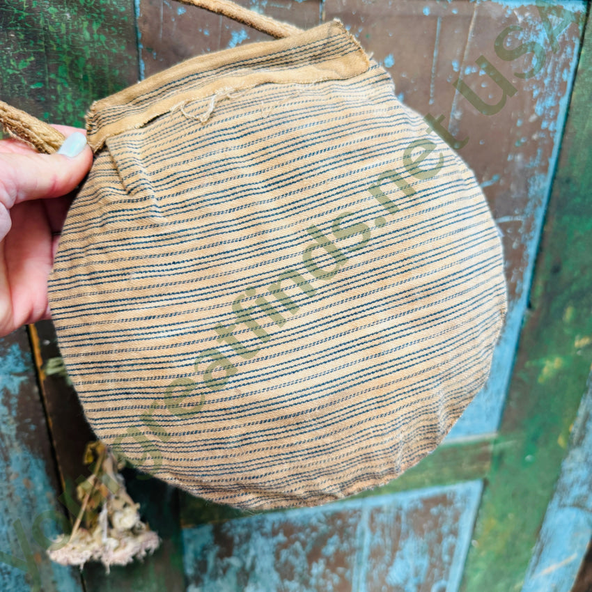 Decorative Grungy Canvas & Ticking Covered Cowboy Canteen