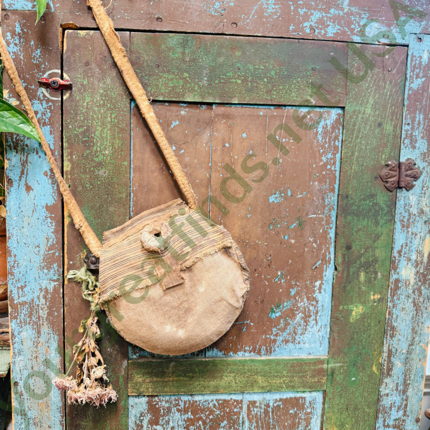 Decorative Grungy Canvas & Ticking Covered Cowboy Canteen