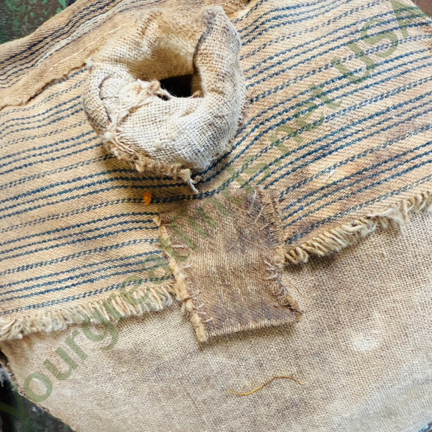 Decorative Grungy Canvas & Ticking Covered Cowboy Canteen