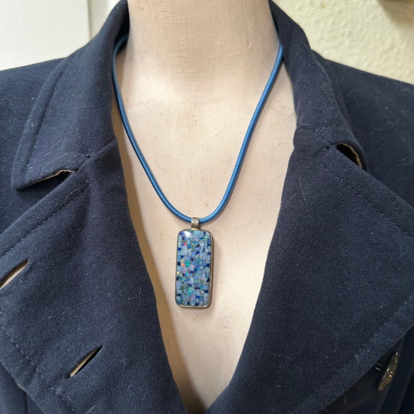 Desert Rose Trading Sterling Silver Lapis Opal Mosaic 2 Side Necklace Jay King Jewelry