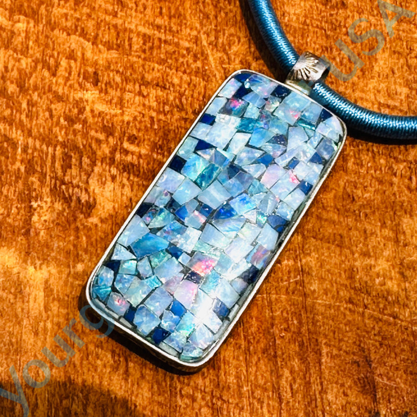 Jay King Mine Finds DTR Opal Mother discount Of Pearl Mosaic Sterling Silver 925 Pendant