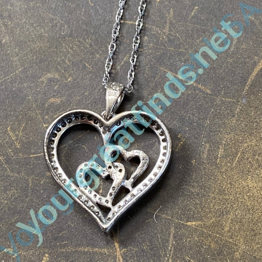 Diamond 14k Yellow GOld and Silver Heart Pendant Necklace Yourgreatfinds