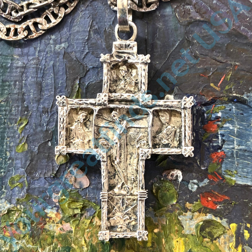 Double Sided Sterling Silver Lost Wax Crucifix Necklace Mexico Necklace