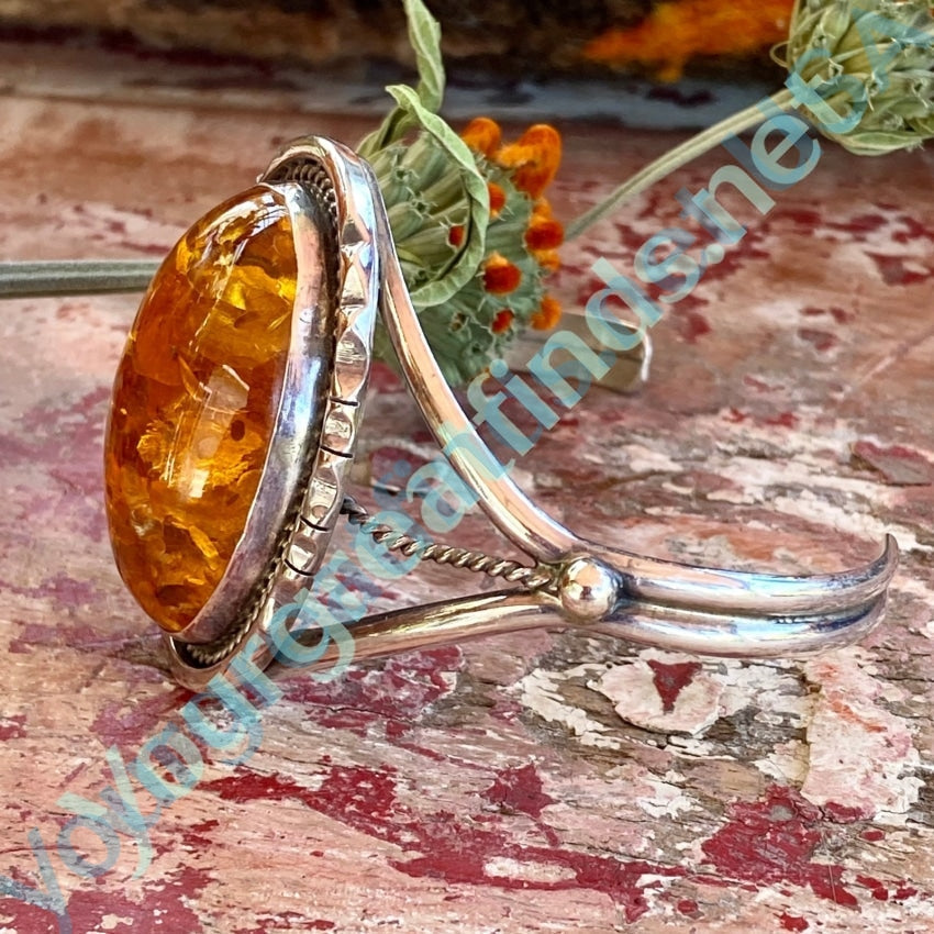Double Signed Navajo  Amber Sterling Silver Bracelet Yourgreatfinds