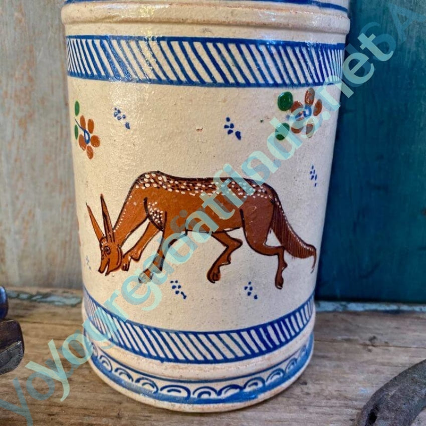 Early Hand Painted Mexican Lidded Pottery Canister Yourgreatfinds