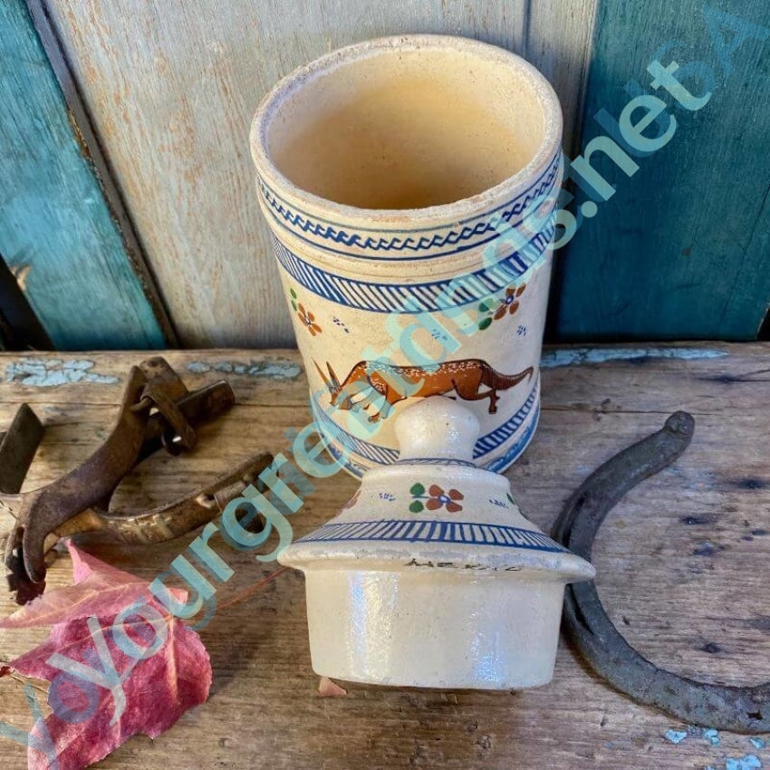 Early Hand Painted Mexican Lidded Pottery Canister Yourgreatfinds