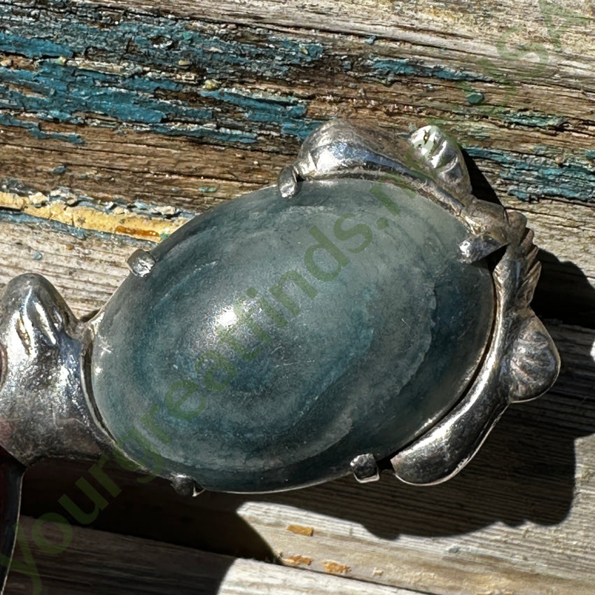 Early Mexican Sterling Silver & Calcite Rabbit Brooch Pin Pin / Brooch