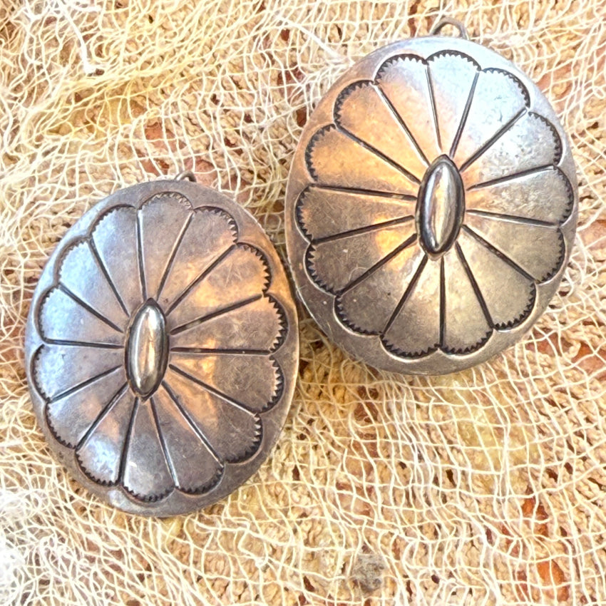Early Navajo Concho Pierced Earrings Made of Coins earrings