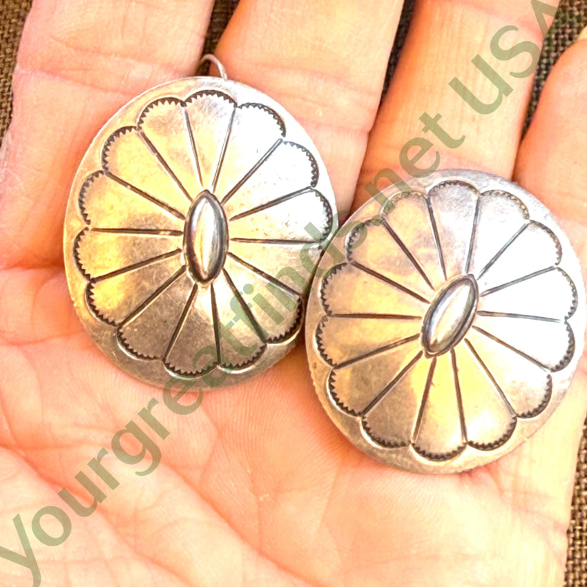 Early Navajo Concho Pierced Earrings Made of Coins earrings